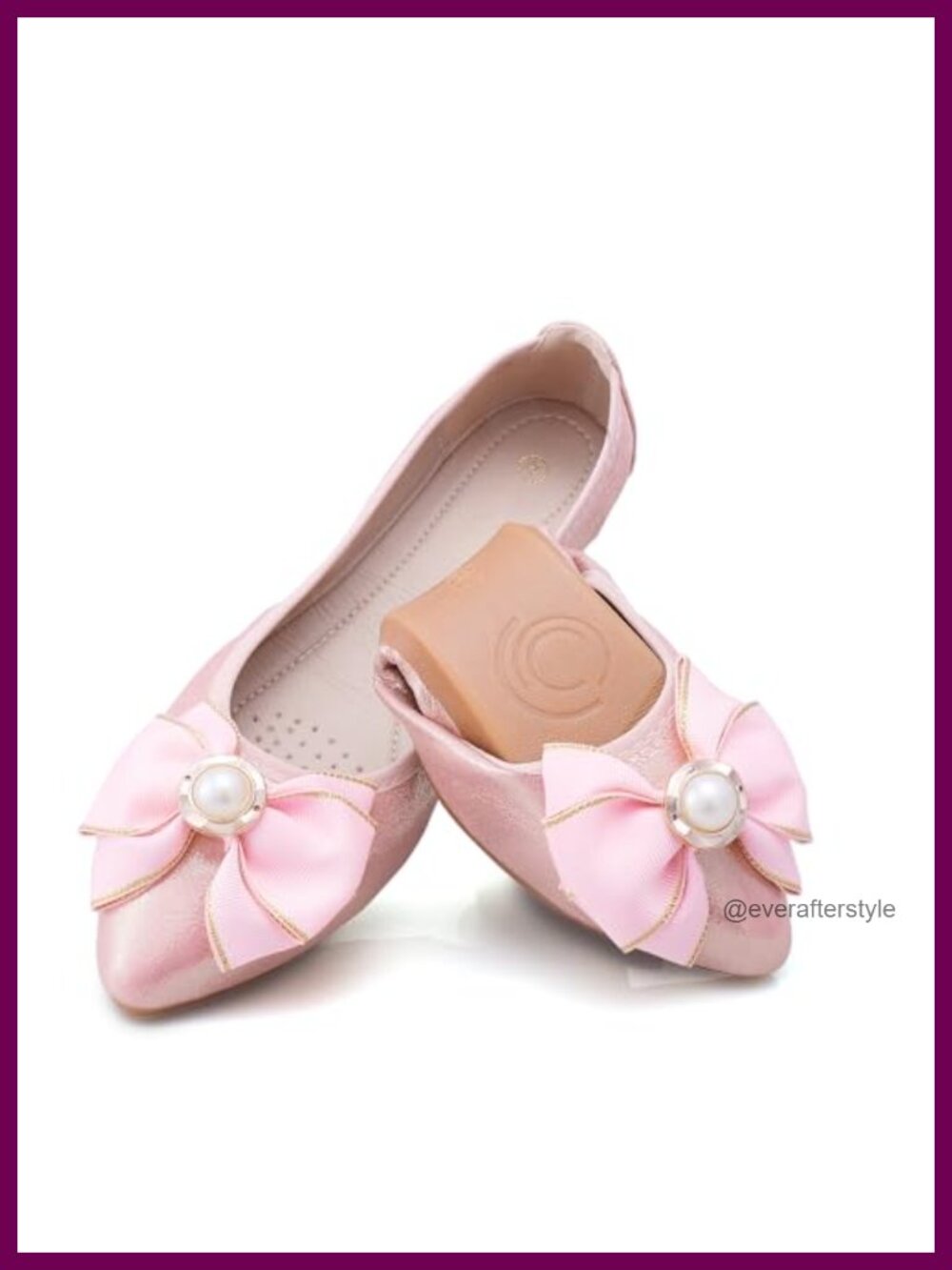 Women's Foldable Ballet Flats Rhinestone Pointed Toe Slip On Comfort Loafers